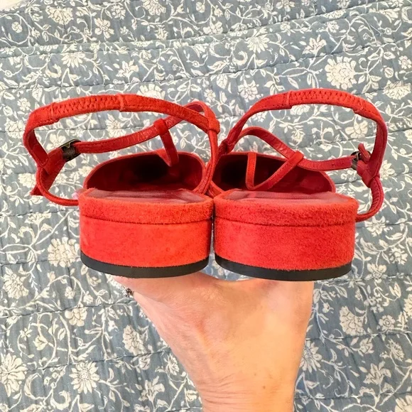 Doen Christina T-Strap Flat — Fuego Suede - Picture 4 of 7